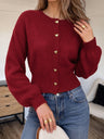 Buttons Solid Color Cardigans