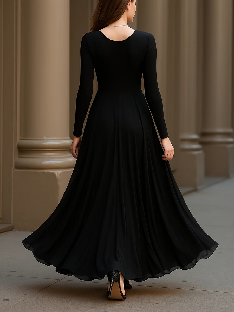 Black And White Color Blocking Splicing Swing Skirt Maxi Dresses