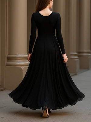 Black And White Color Blocking Splicing Swing Skirt Maxi Dresses