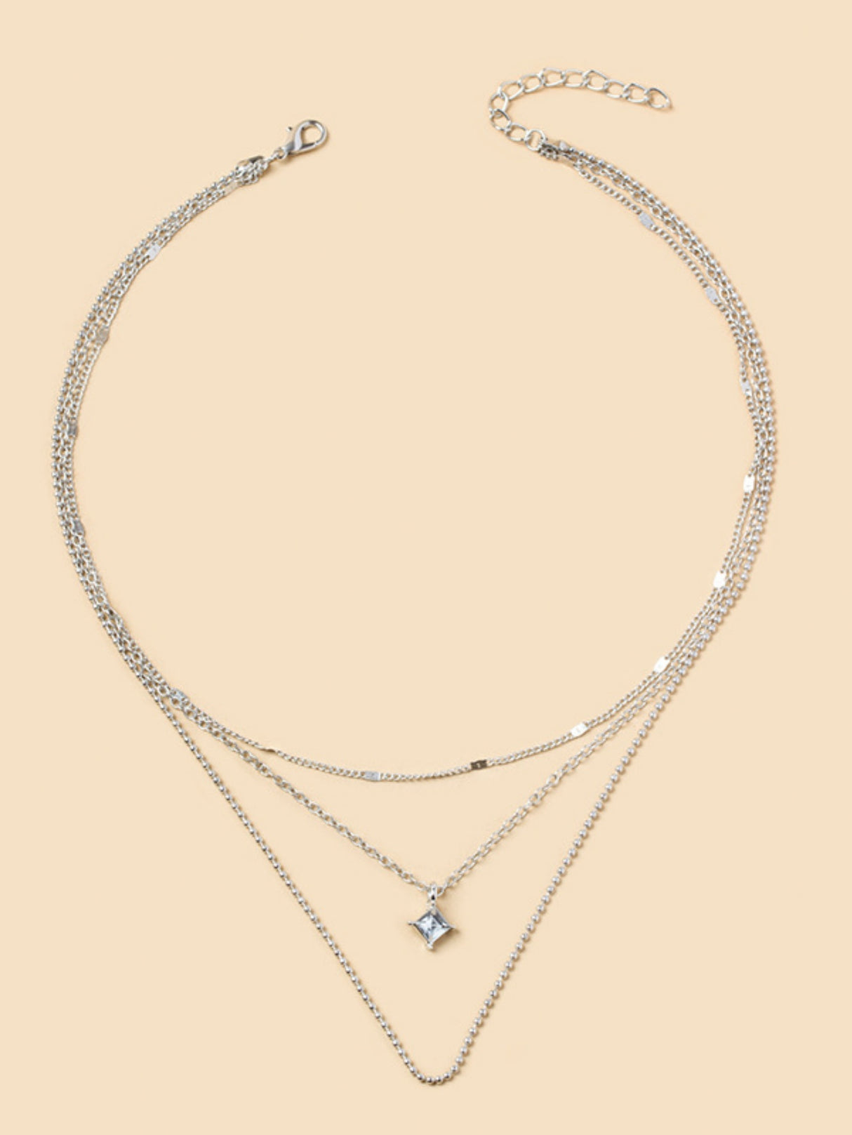 Square Diamond Multi-layer Necklace