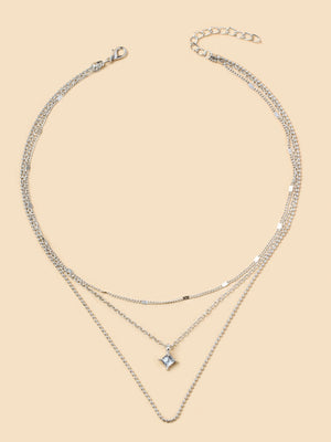Square Diamond Multi-layer Necklace