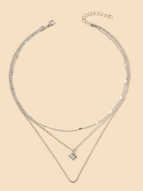 Square Diamond Multi-layer Necklace