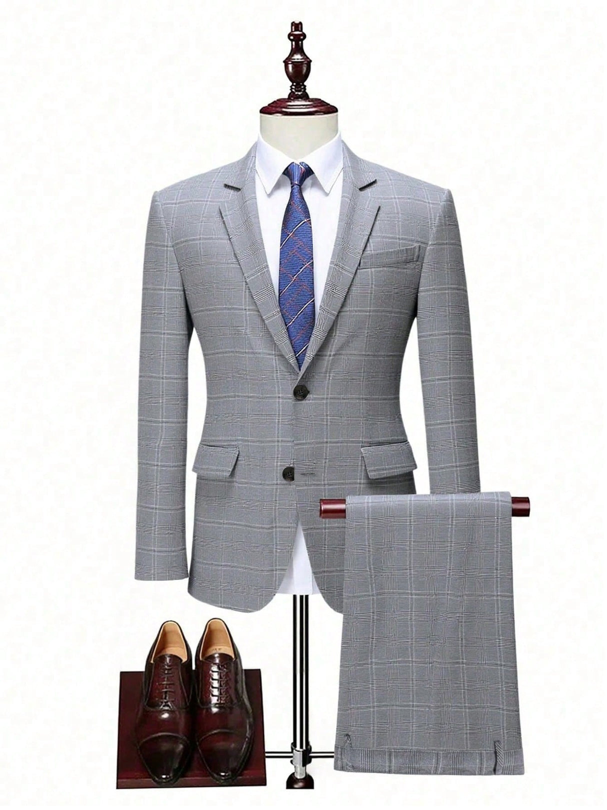 Plaid Slim-fit Business Suit 2-piece Sets Set