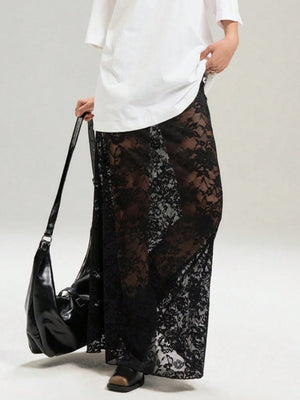 Lace See-through Sexy Mesh High-waisted Long Skirts