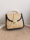 Vacation Straw Beaded Crossbody Bag