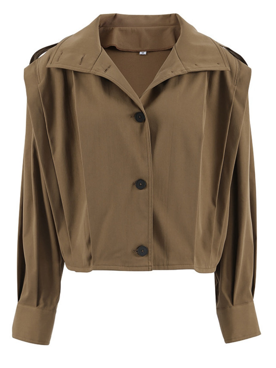 Liber Autumn Women's Buttons Solid Color Trench Coats