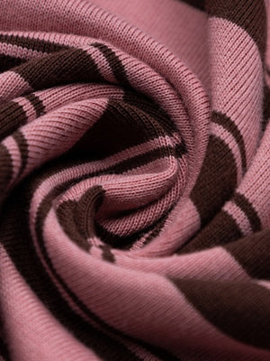 Retro Color-blocked Stripes Letter Printed T-shirts