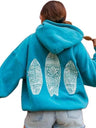 Printed Raglan Sleeves Thread Hawaii Hibiscus Hoodie