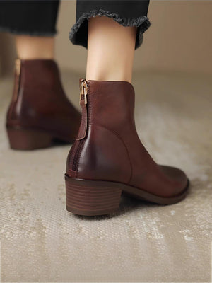 Solid Color Retro Pointed Toe Women's Boots