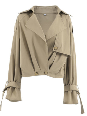 Short Button Decoration Lapel Trench Coat