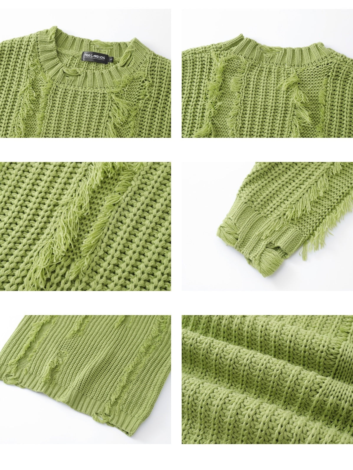 Mahua Hole Raw Edges All-match Crew Neck Sweater