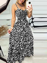 Leopard Print Spaghetti Strap Backless High-waisted And Slimming Maxi Dresses
