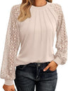 Lace Perspective Round Neck Long Sleeve T-shirts