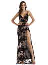 Sequins Embroidery Backless Suspenders Maxi Dresses