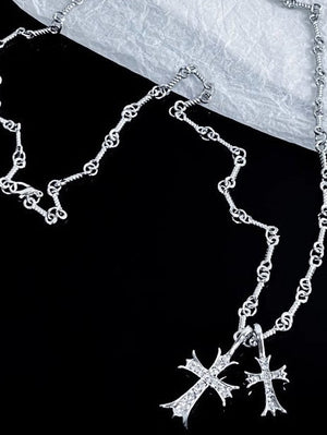 Double Cross Diamond Necklaces