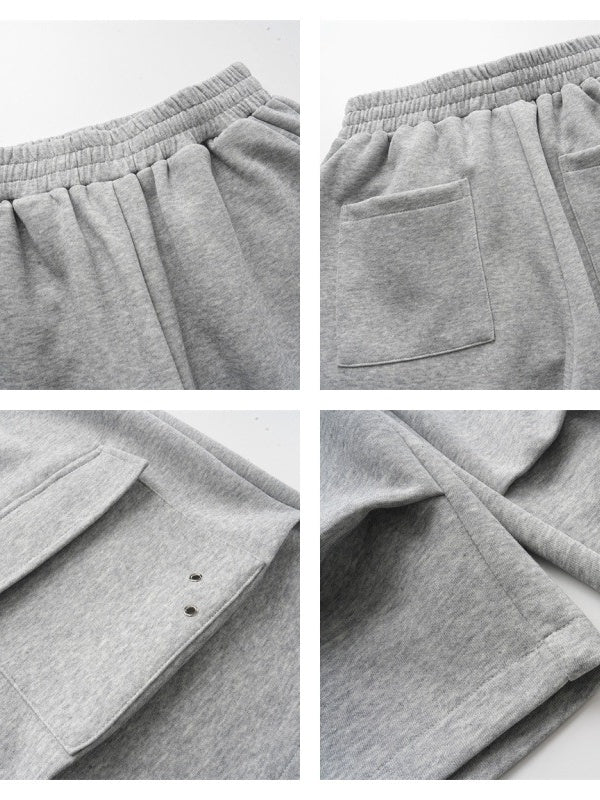 Multiple Pockets Embroidery Work Clothes Wide-leg Shorts