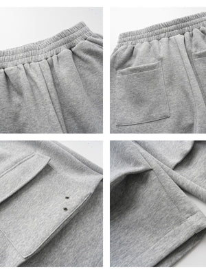 Multiple Pockets Embroidery Work Clothes Wide-leg Shorts