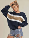 Women's Autumn/Winter Color-Blocked Crew Neck Long-Sleeved Sweatshirt