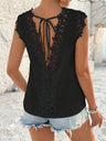 Lace And Openwork Strappy Backless Round Neck Sleeveless Tank Tops