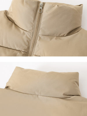 Sleeveless Zipper Stand Collar Vest Jacket Down Vest