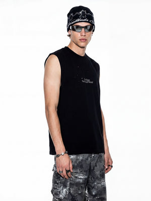 Hole Running Reflective Printed Tank Tops