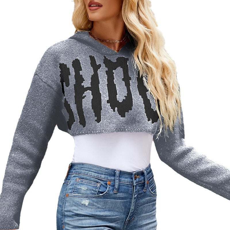 Hooded Shorts Letter Sweater