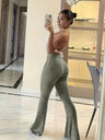 High-waisted Flared Pants Velvety Feel Soft Slim Fit Yoga Pants Fitness Casual Trousers