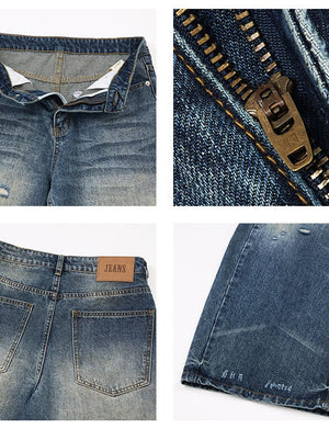 Washing Old Hole Patch Machete Vintage Wide-leg Jeans