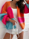 Color Blocking V-neck Lantern Sleeves Cardigans
