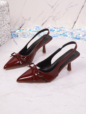 Bow-tie Open-back High Heels