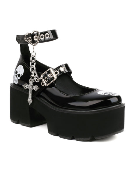 Cross Skull Shoes Punk Dark Gothic Platform Mary Jane Shoes