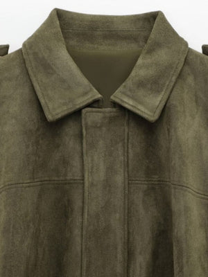 Suede Commuter Casual Style Long-sleeved Zipper Textured Jacket