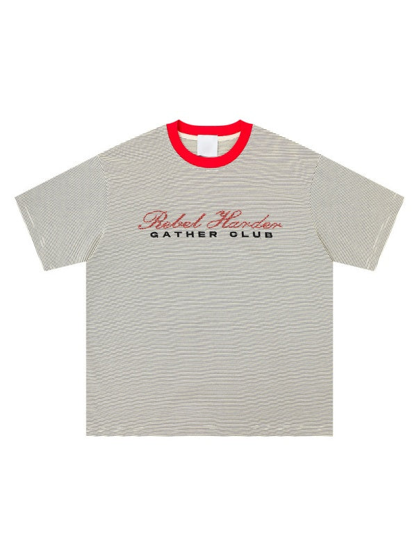 Retro Letter Embroidery Loose-fit T-shirts
