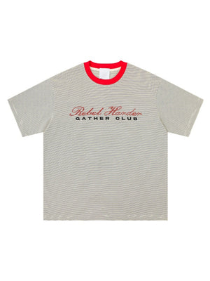 Retro Letter Embroidery Loose-fit T-shirts
