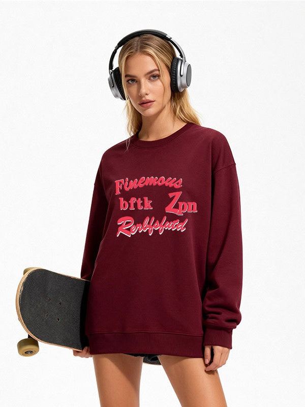 Valentine Gift Loose-fit Warm Letter Print Sweatshirts
