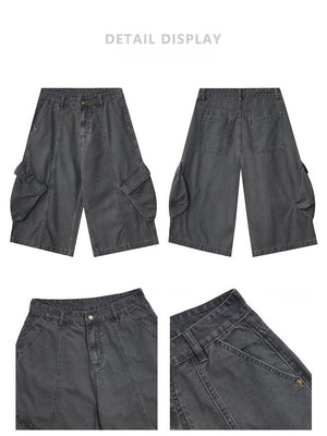 Retro Vintage Distressed Large Pockets Tooling 7 Points Shorts