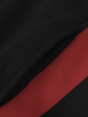 Retro Sports Embroidery Contrasting Colors Hoodies