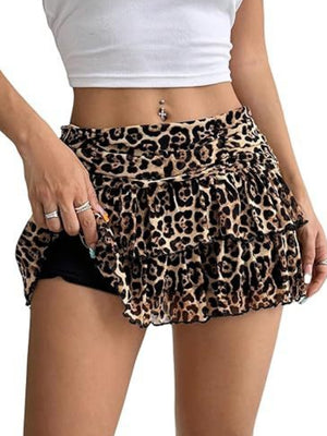 Y2K Lace Trim Low-waisted Pleats Multi-tiered Cake Skirt Sweet Short Skirt