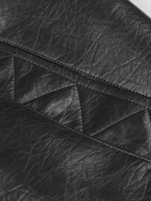 Retro Black PU Locomotive Short And Wide Boxy Jackets