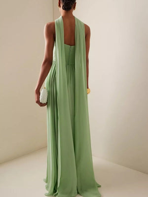 Liber Spring Women's Bandage Solid Color Tube top Maxi Dresses