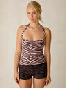 Polka Dots Zebra Stripes Halter Neck And Backless Tank Tops