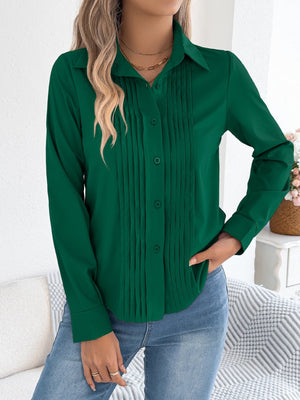 Langarm-Pendlerhemden mit geriffelten, einfarbigen Knöpfen