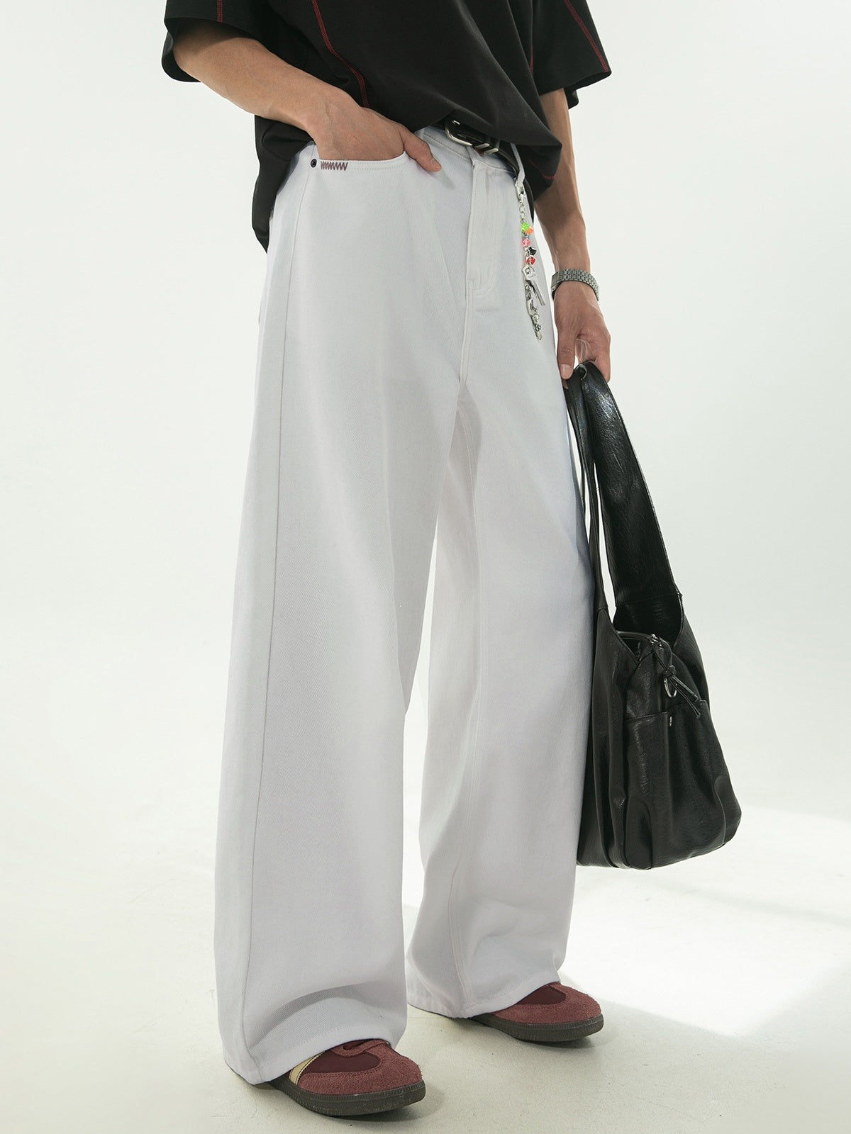Retro Color-blocked Loose-fit Straight-fit Jeans