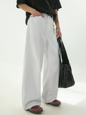 Retro Color-blocked Loose-fit Straight-fit Jeans