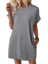 Pocket Crew Neck Short Sleeve Loose-fit Mini&Short Dresses