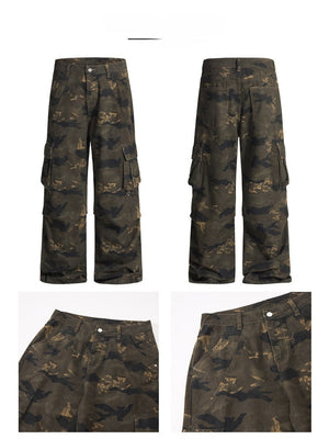 Liber Autumn Neutral Camouflage Cargo Trousers