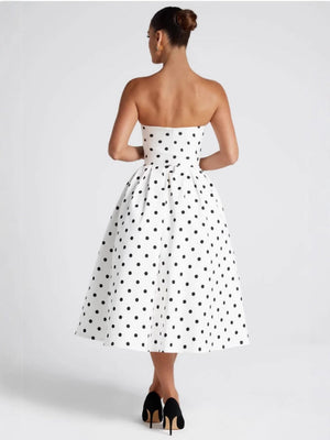 Liber Summer Women's Fashion Polka Dots Midi Dresses