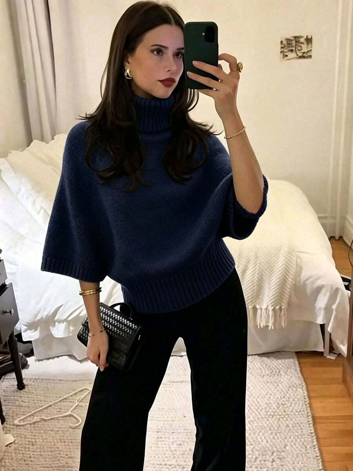 Autumn And Winter High-neck Loose Knit Sweater