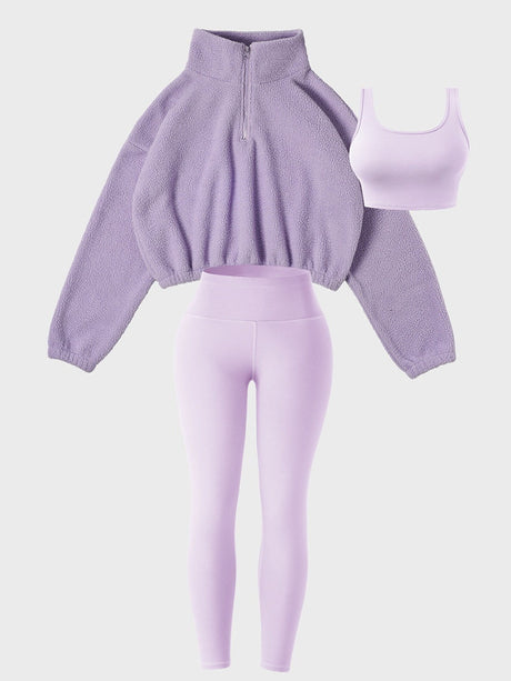 Tracksuit Plush Sweatshirt Yoga Pants Tank Tops Outdoor Leisure 3-piece Sets