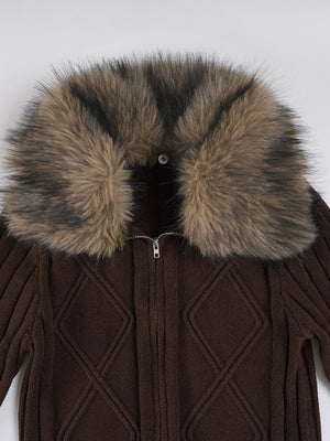 Warm Lapel Plush Patchwork Hoodies Zipper Jackets